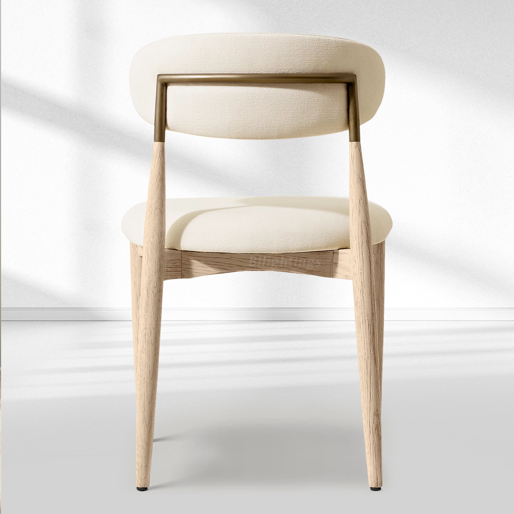 Moktan Sabai Vegan Leather Dining Chair with Oak Frame & Steel Legs 30.5" H