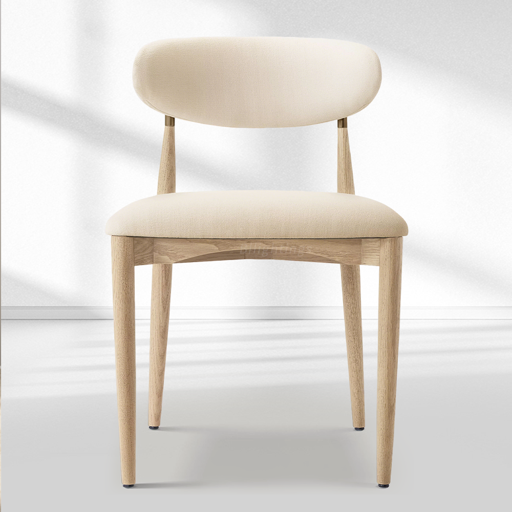 Moktan Sabai Vegan Leather Dining Chair with Oak Frame & Steel Legs 30.5" H