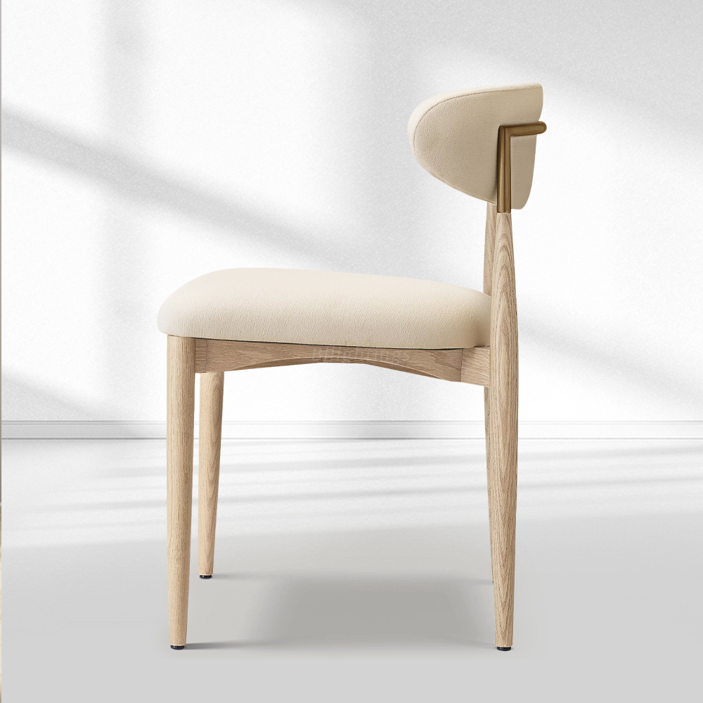 Moktan Sabai Vegan Leather Dining Chair with Oak Frame & Steel Legs 30.5" H