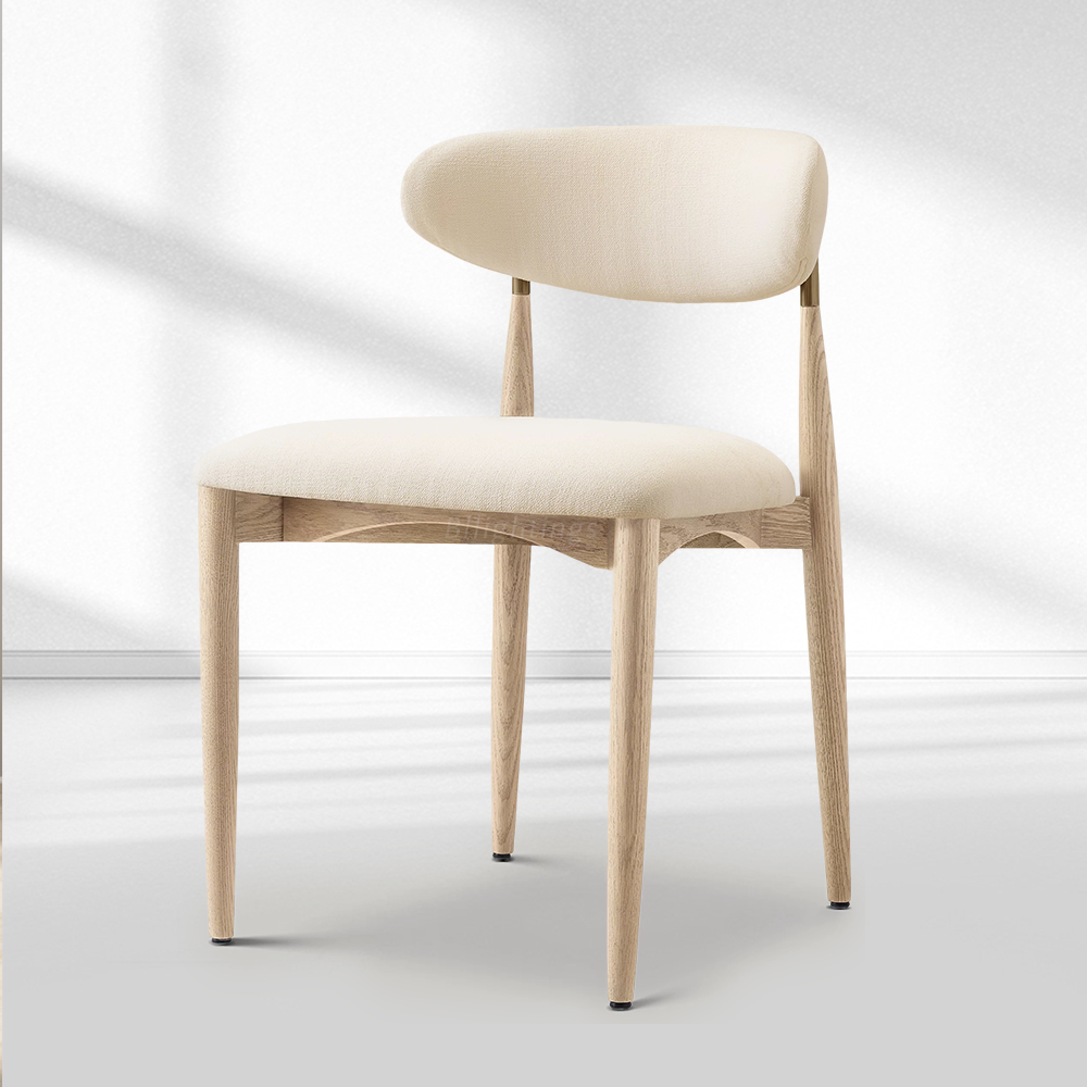 Moktan Sabai Vegan Leather Dining Chair with Oak Frame & Steel Legs 30.5" H