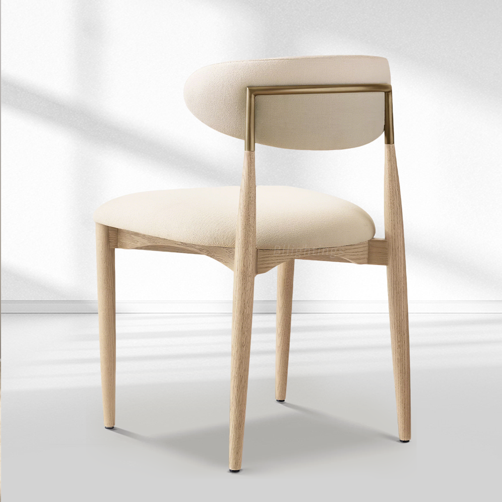 Moktan Sabai Vegan Leather Dining Chair with Oak Frame & Steel Legs 30.5" H