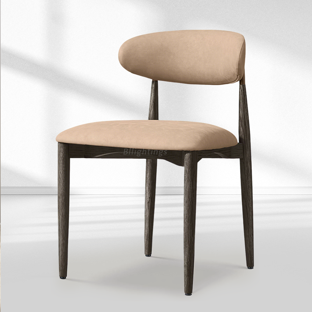 Moktan Sabai Vegan Leather Dining Chair with Oak Frame & Steel Legs 30.5" H Black Oak Bronze Latte
