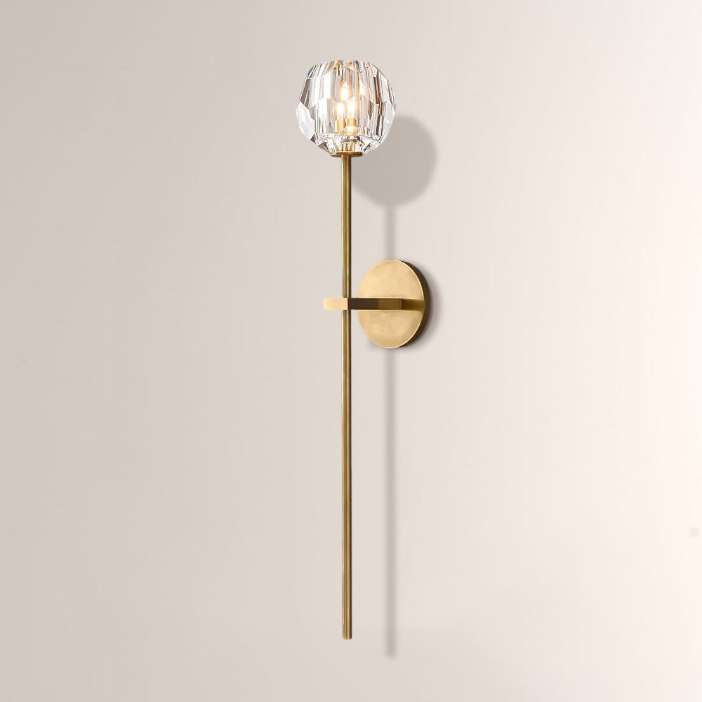 Moktan Sabai Luxury Crystal Wall Sconce Brass Bedroom Vanity Light Lacquered Burnished Brass