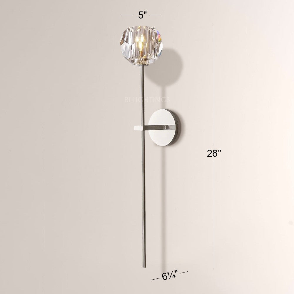 Moktan Sabai Luxury Crystal Wall Sconce Brass Bedroom Vanity Light Polished Nickel