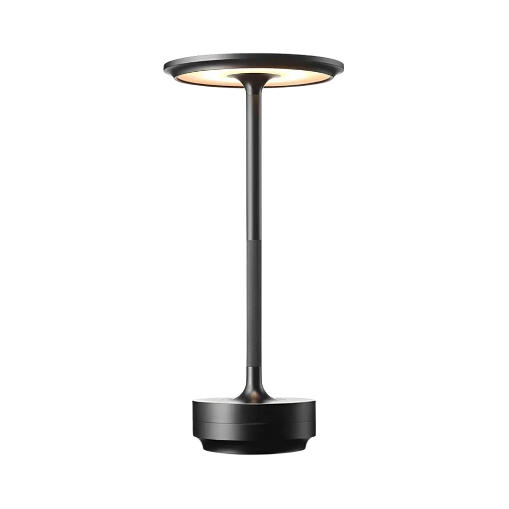 Moktan Sabai Modern Brass Cone LED Rechargeable Table Lamp Cordless USB-C Black Ecplise