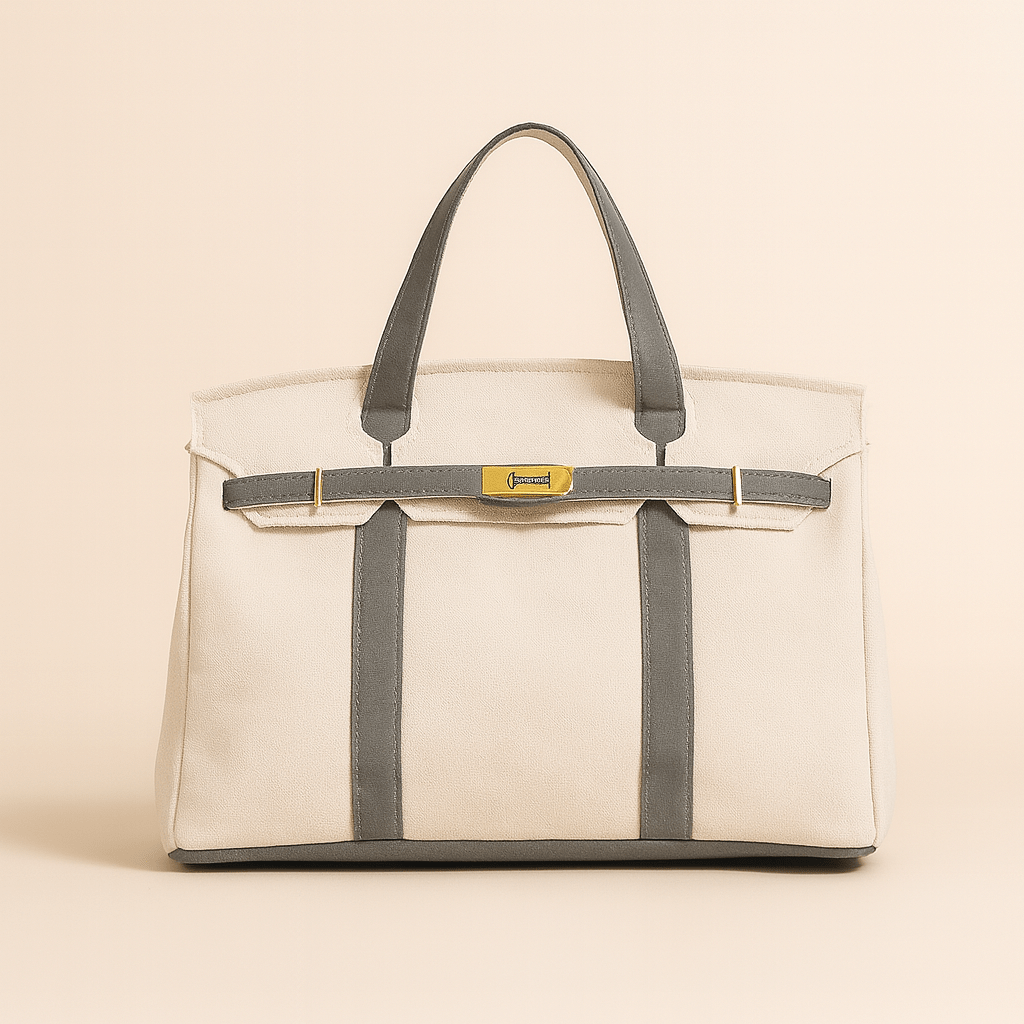 Moktan Sabai Canvas Tote Bag with Steel Accents Smoke Gray