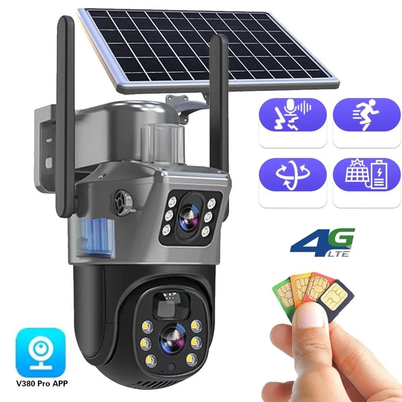 Moktan Sabai DualGuard Solar 4K Wireless Security Camera with Triple Lens & 10x Zoom