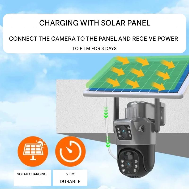 Moktan Sabai DualGuard Solar 4K Wireless Security Camera with Triple Lens & 10x Zoom