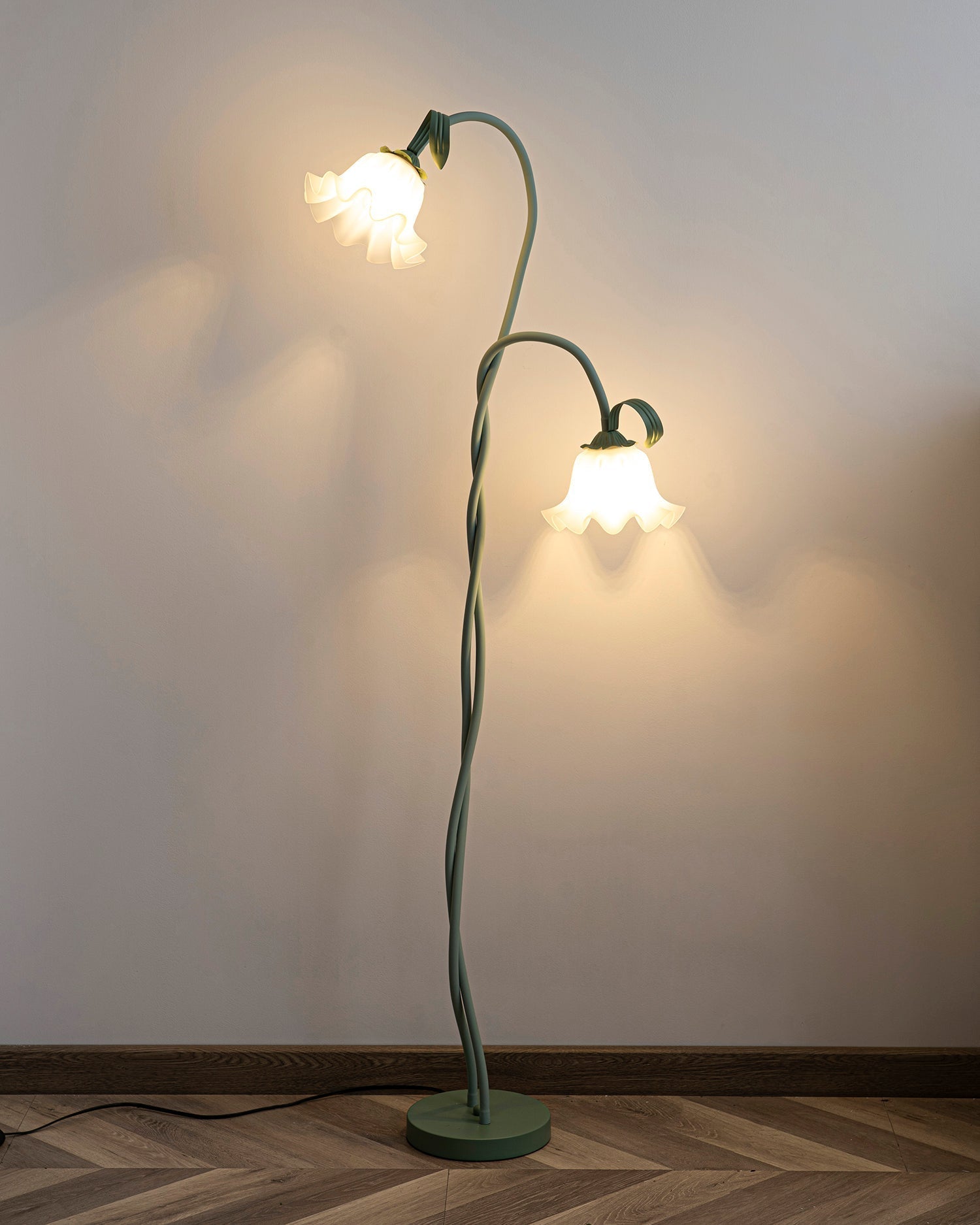 Moktan Sabai Calla Flower Floor Lamp Matte Green Floral Standing Light