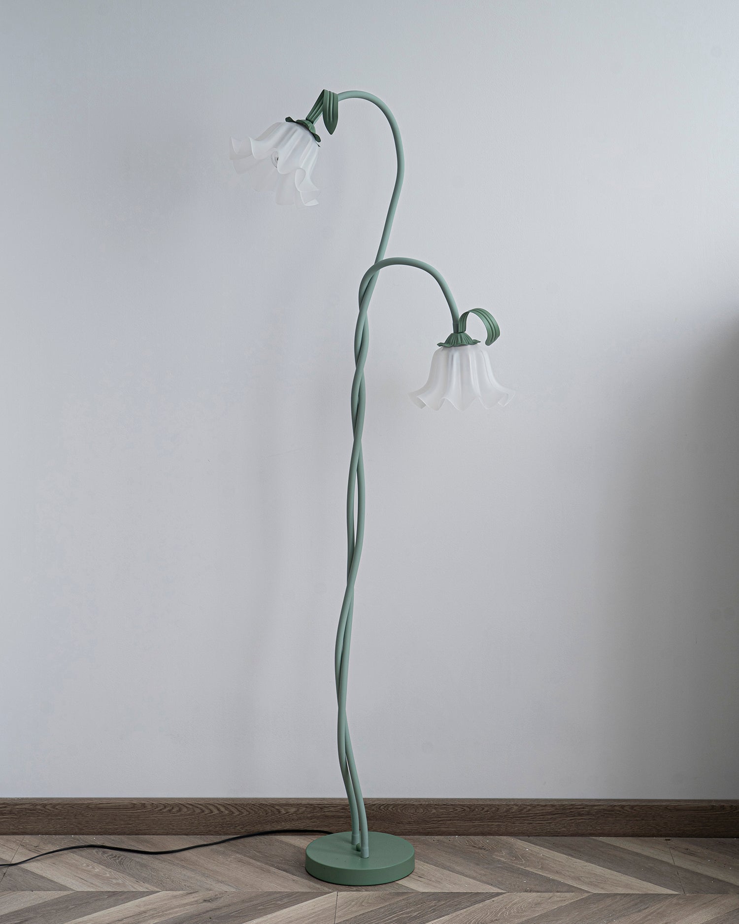 Moktan Sabai Calla Flower Floor Lamp Matte Green Floral Standing Light