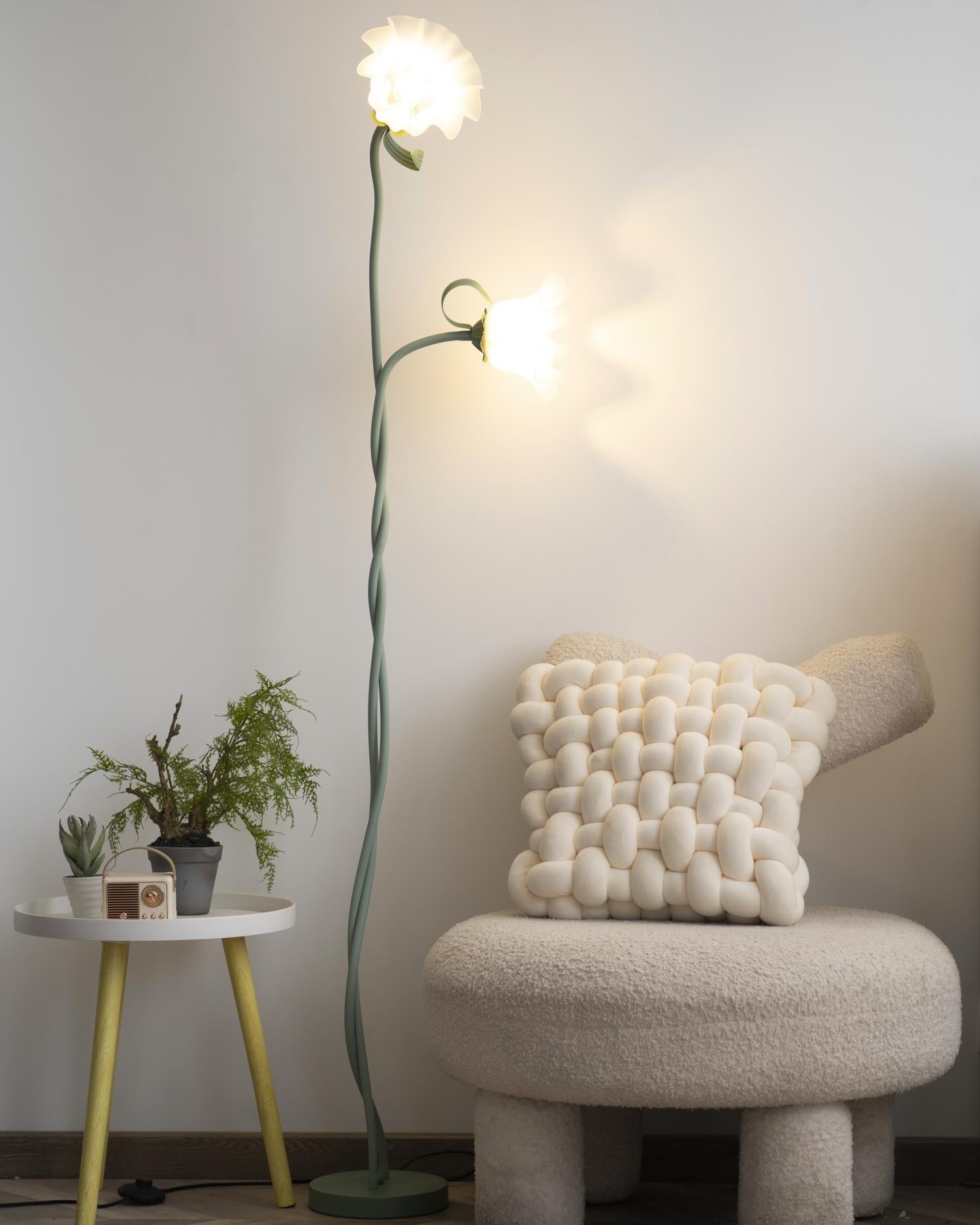 Moktan Sabai Calla Flower Floor Lamp Matte Green Floral Standing Light