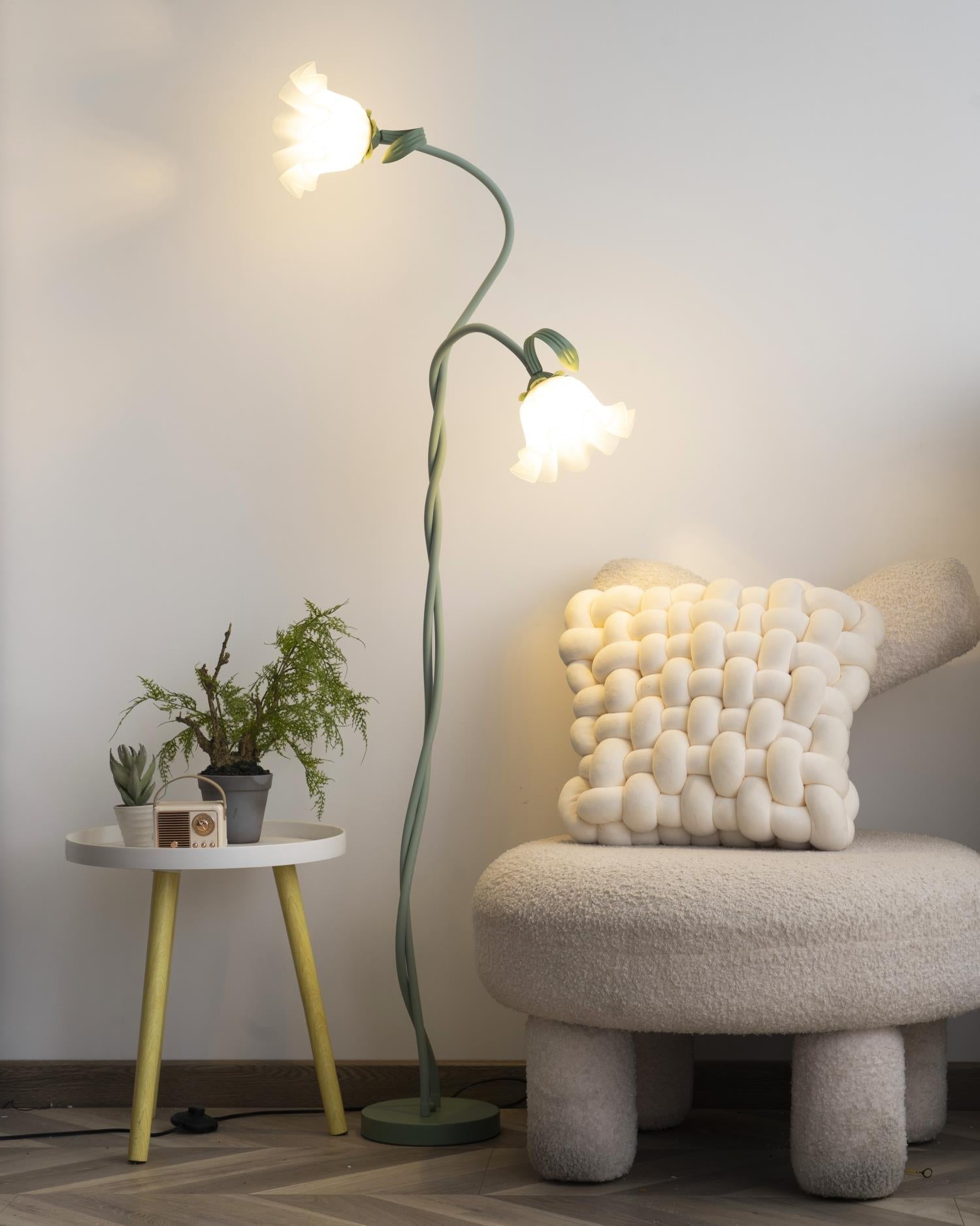 Moktan Sabai Calla Flower Floor Lamp Matte Green Floral Standing Light