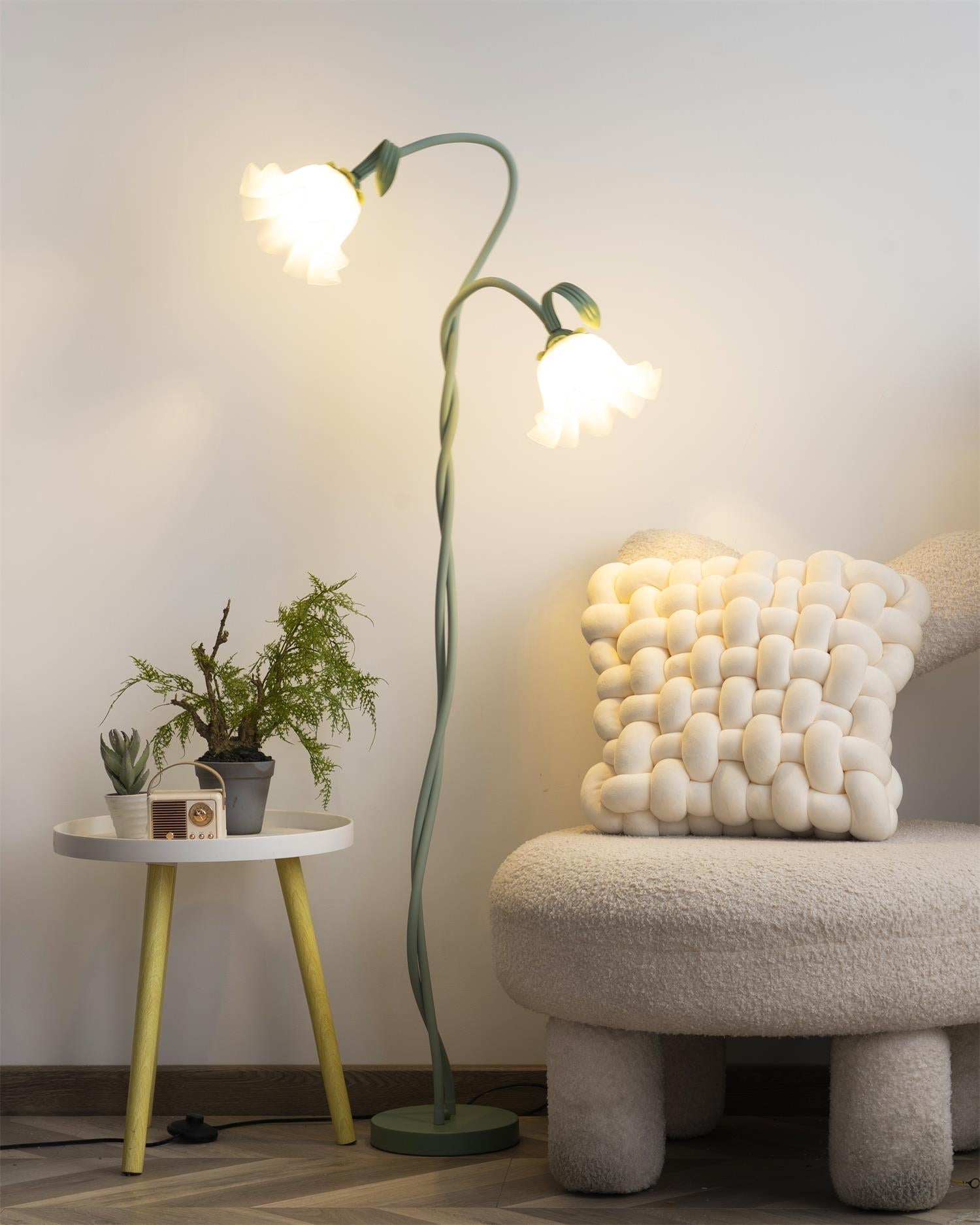 Moktan Sabai Calla Flower Floor Lamp Matte Green Floral Standing Light
