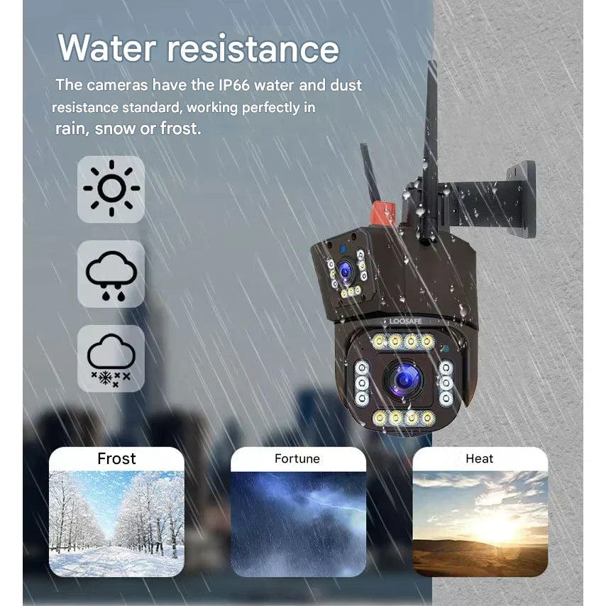 Moktan Sabai DualGuard Solar 4K Wireless Security Camera with Triple Lens & 10x Zoom