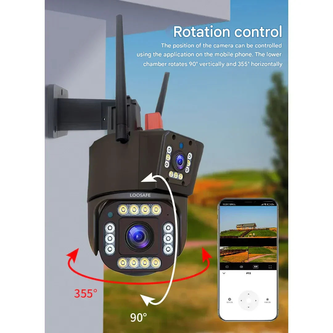 Moktan Sabai DualGuard Solar 4K Wireless Security Camera with Triple Lens & 10x Zoom
