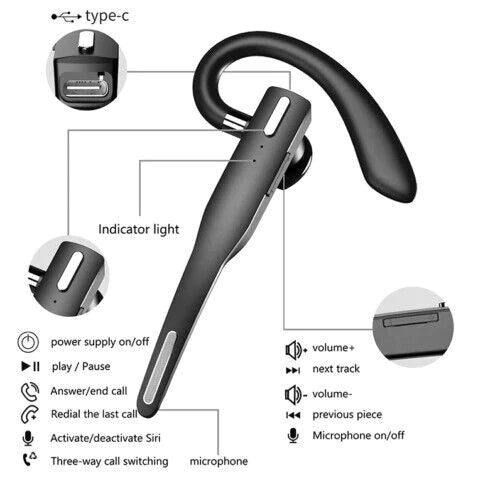Moktan Sabai Bluetooth 5.1 Wireless Headset Noise Cancelling Hands Free Earphone
