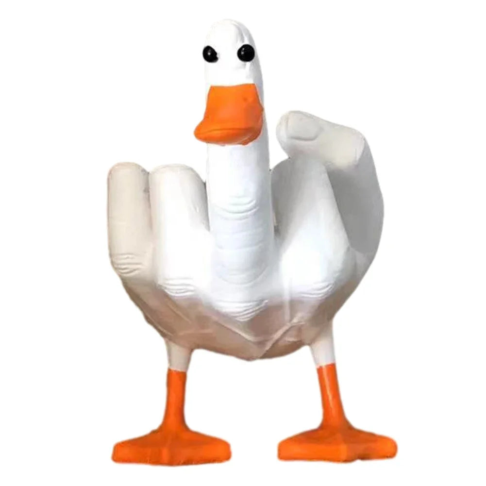 Moktan Sabai Resin Duck Sculpture | Playful Home Decor Figurine White