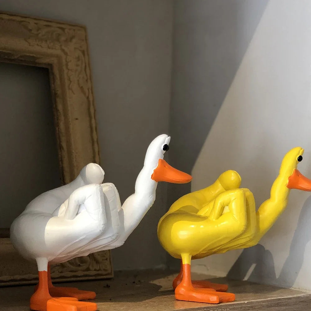 Moktan Sabai Resin Duck Sculpture | Playful Home Decor Figurine