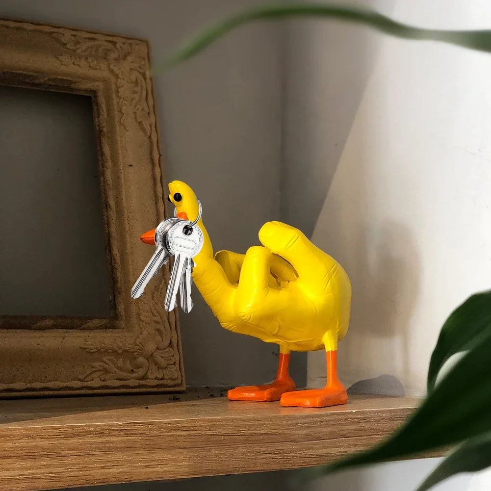 Moktan Sabai Resin Duck Sculpture | Playful Home Decor Figurine