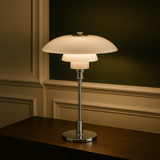 Moktan Sabai Dimmable Table Lamp with Rotary Switch LED E27 Iron Glass Desk Lamp White and Silver