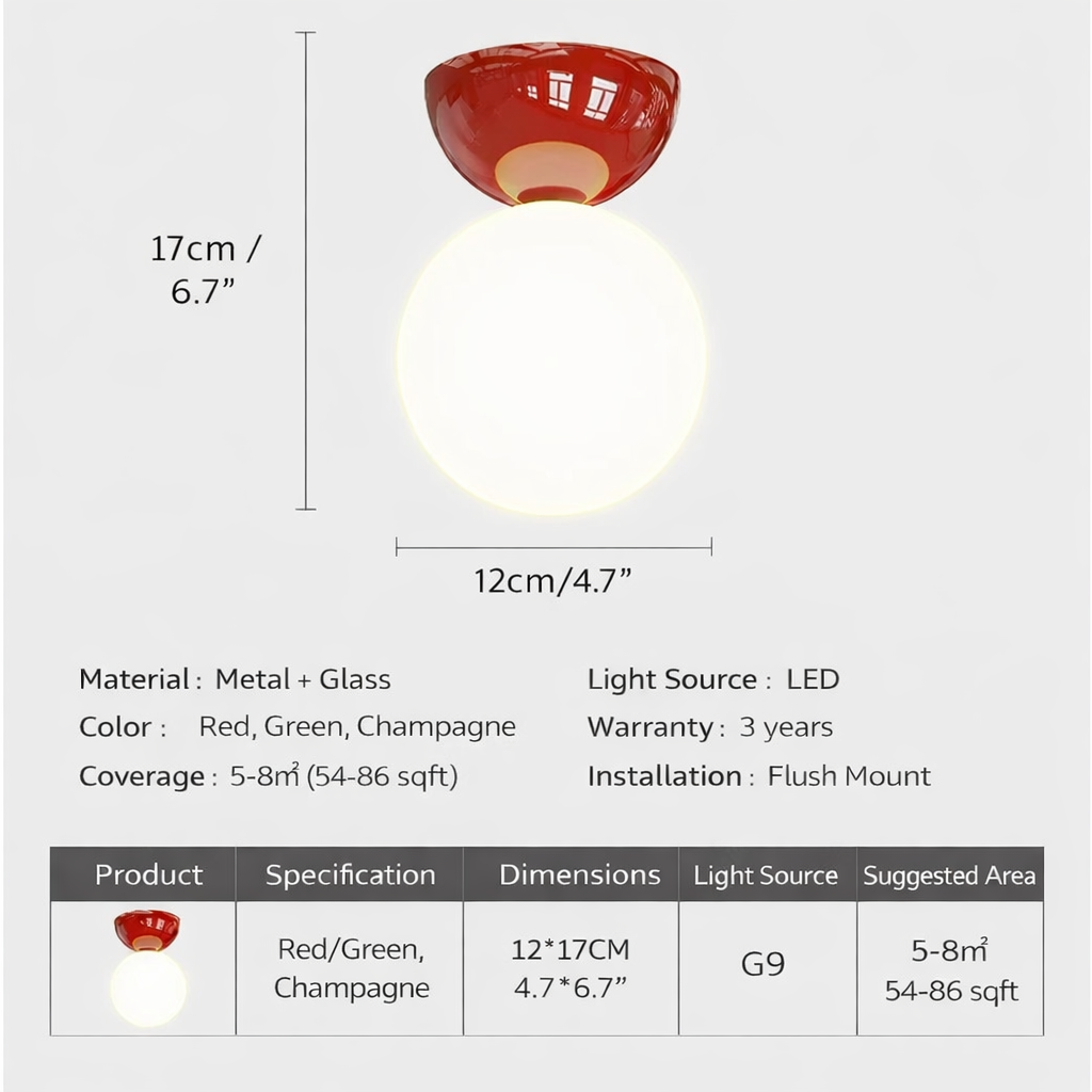 Moktan Sabai Bauhaus Dome Ceiling Light Cream Flush Mount Lamp for Hallway Balcony Entryway