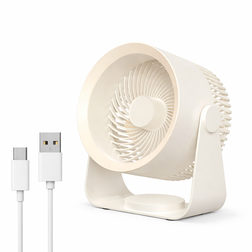 Moktan Sabai Portable Fan | Battery Operated Personal Fan with 4000mAh Rechargeable Battery | Lightweight Design for Indoor and Outdoor Cooling USB Beige