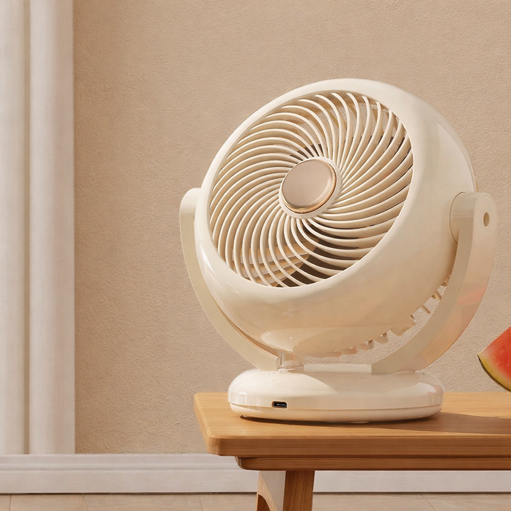 Moktan Sabai Compact Mini Fan | Small Desk Fan with Adjustable Angle | Portable Cooling Solution for Home and Travel White
