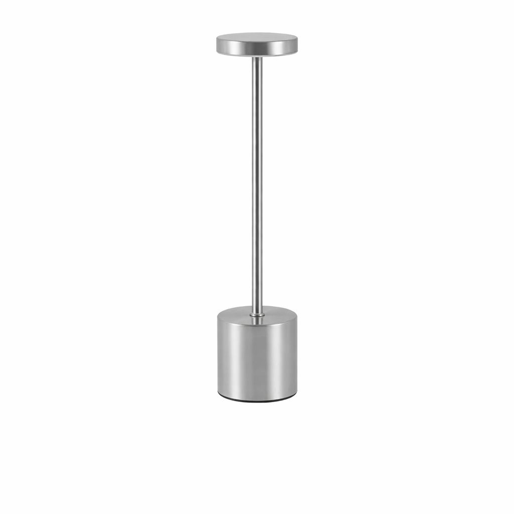 Moktan Sabai Cordless LED Table Lamp Dimmable Touch Night Light for Bar Restaurant Ambient Decor Silver