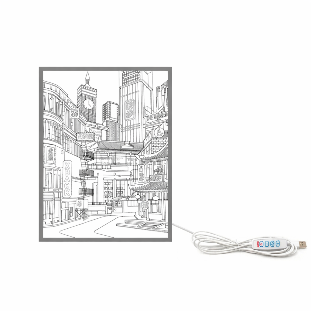 Moktan Sabai LED Cityscape Night View Light Painting USB Dimmable Wall Art Lamp Home Decor 23 x 17 cm
