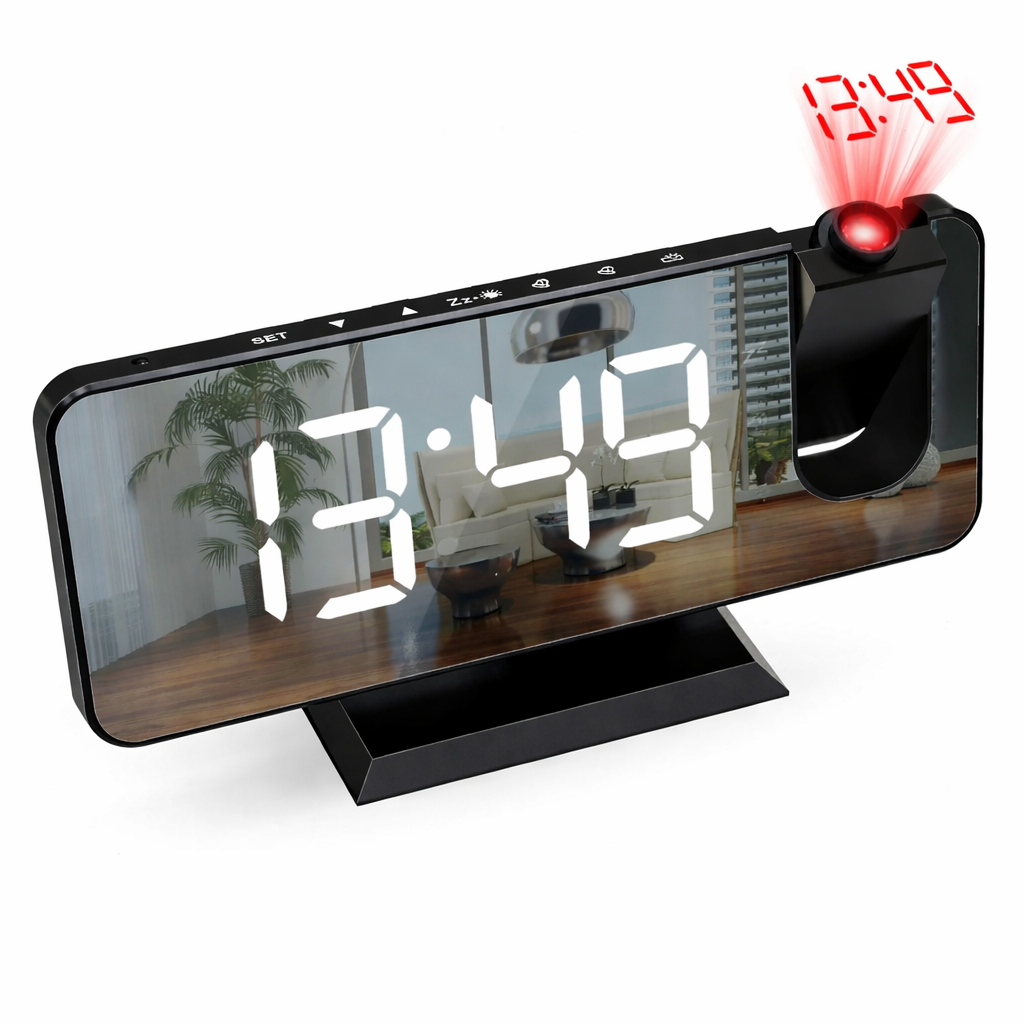 Moktan Sabai HD Projection Alarm Clock Large LED Display Digital Smart Radio Auto Dimming