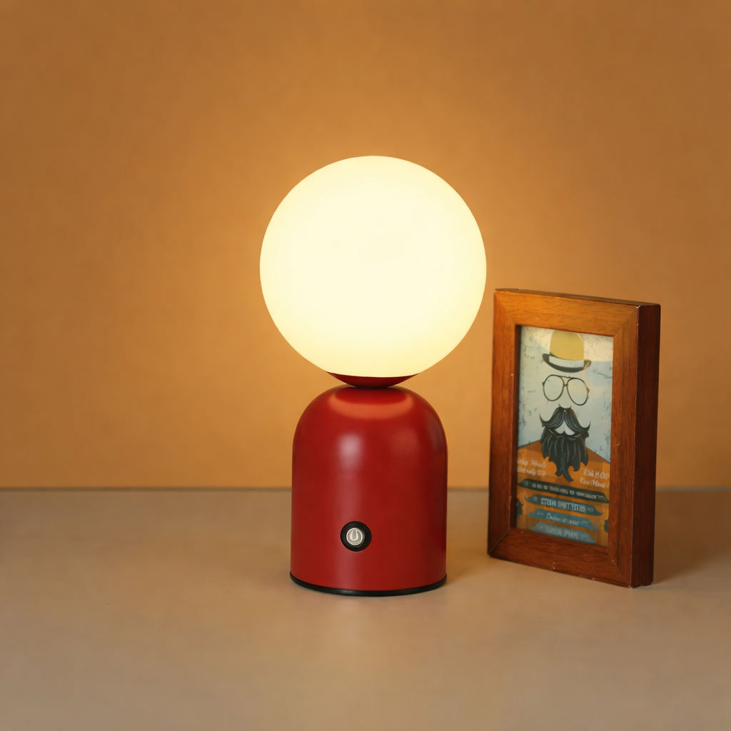 Moktan Sabai LED Rechargeable Table Lamp Type-C Night Light for Bedroom Desk Living Room Décor Red 3 Colors