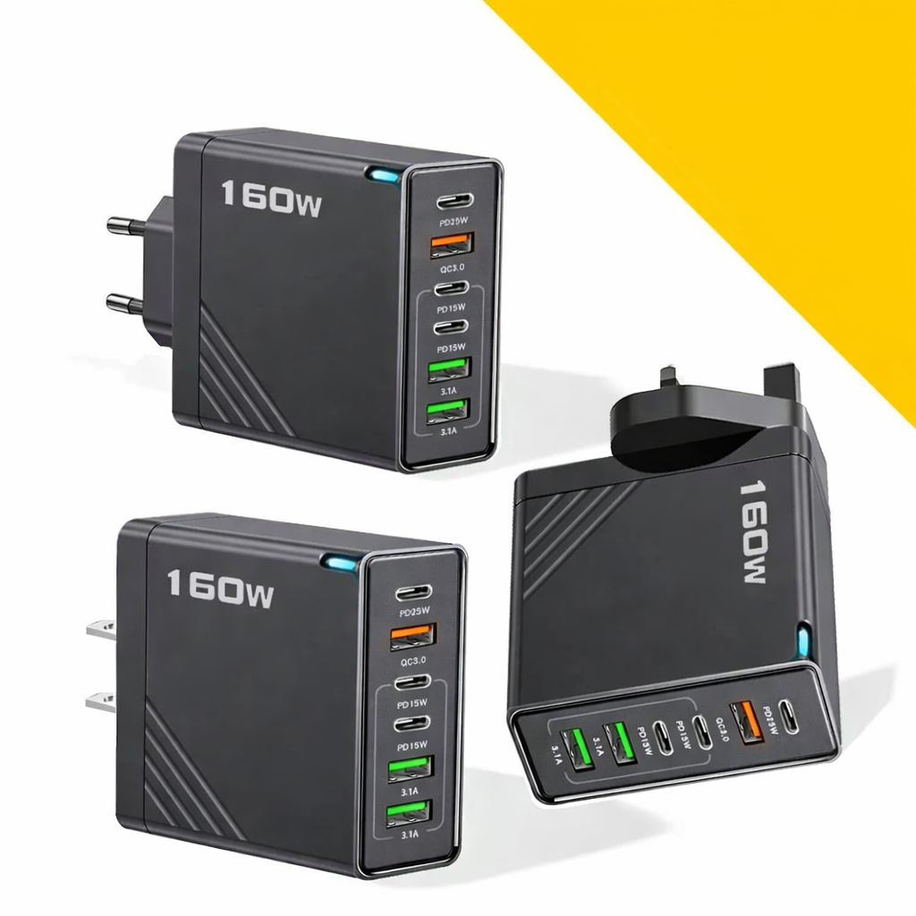 Moktan Sabai 160W Multi-Port USB Charger – Fast Charging Type-C Wall Adapter for iPhone & Android