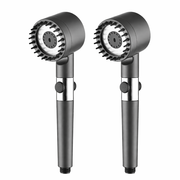 Moktan Sabai High Pressure Handheld Shower Head 3 Modes Filter Spa Spray with ON/OFF Water Save Grey 2pcs