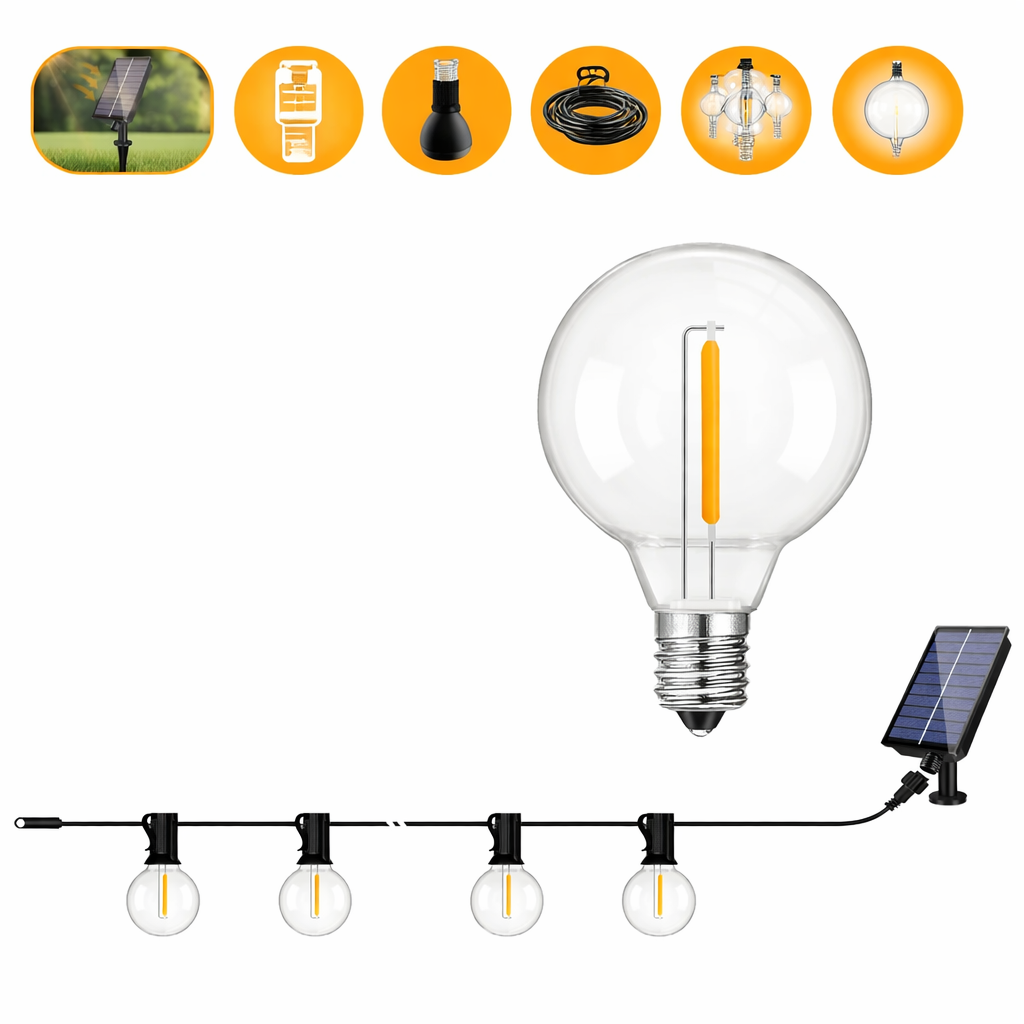 Moktan Sabai LED G40 Solar String Lights Outdoor Waterproof Shatterproof Hanging Lights Remote Control