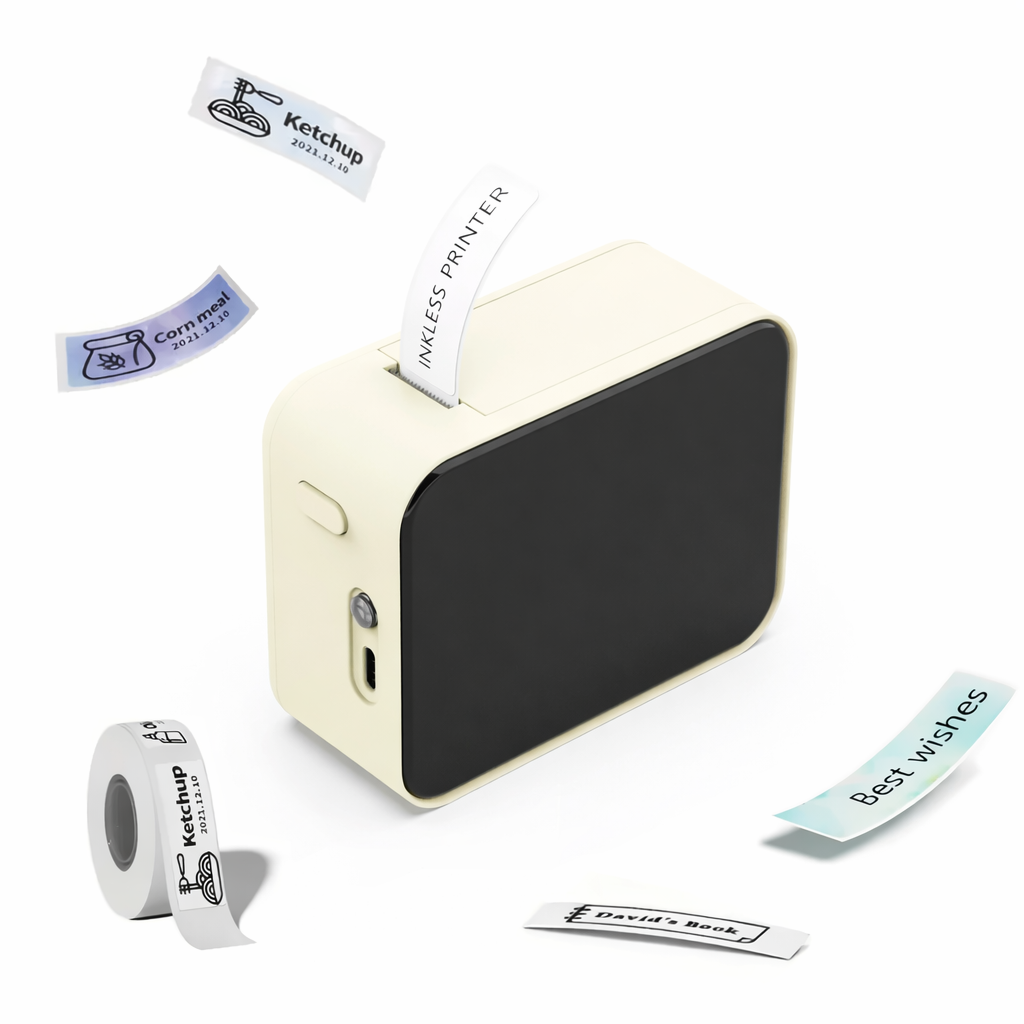 Moktan Sabai Mini Portable Thermal Label Printer Wireless Bluetooth Sticker Tag Maker P15 P15 Milk tea color