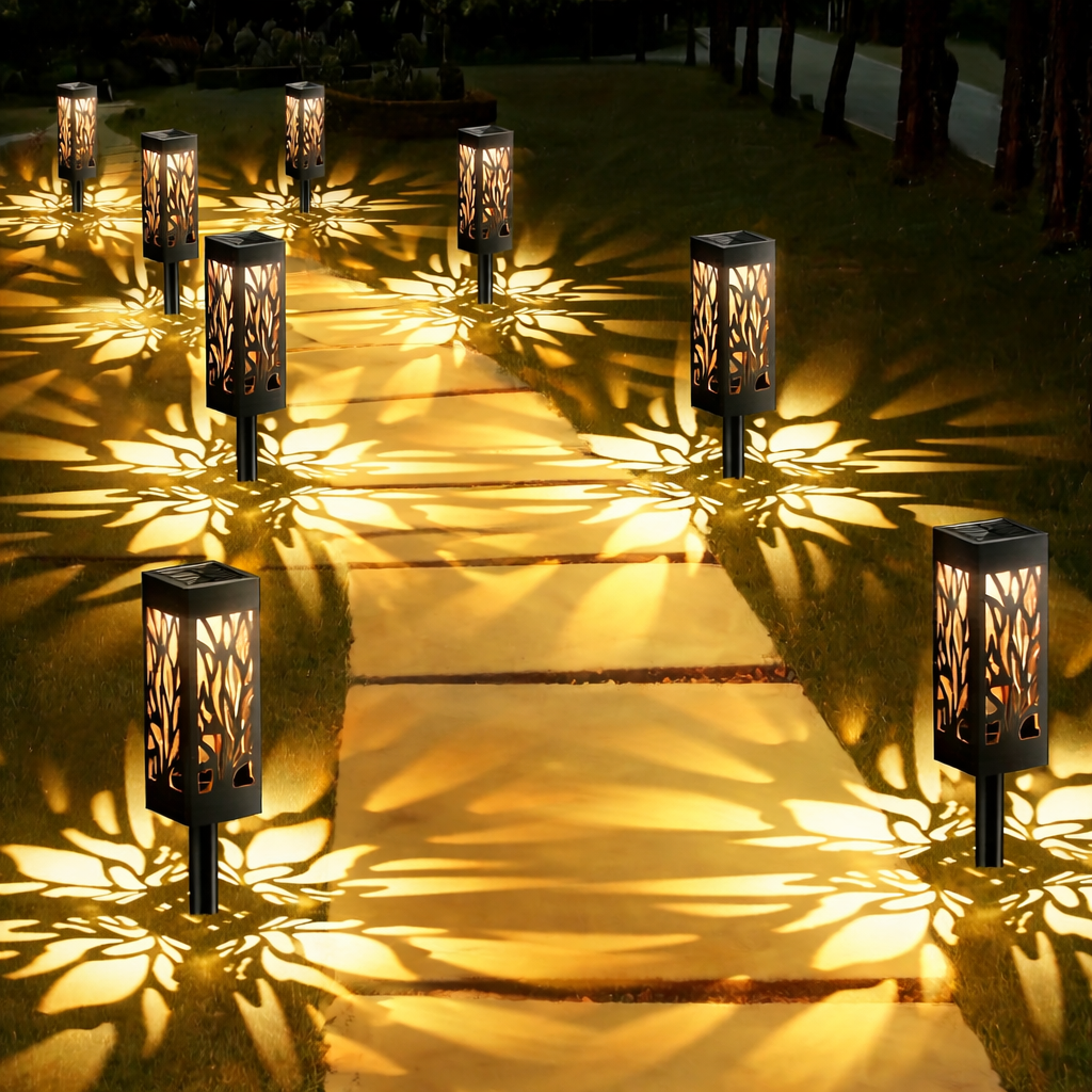 Moktan Sabai 8-Pack Solar Pathway Lights – Motion Sensor, IPX5 Waterproof, Warm/Yellow LED