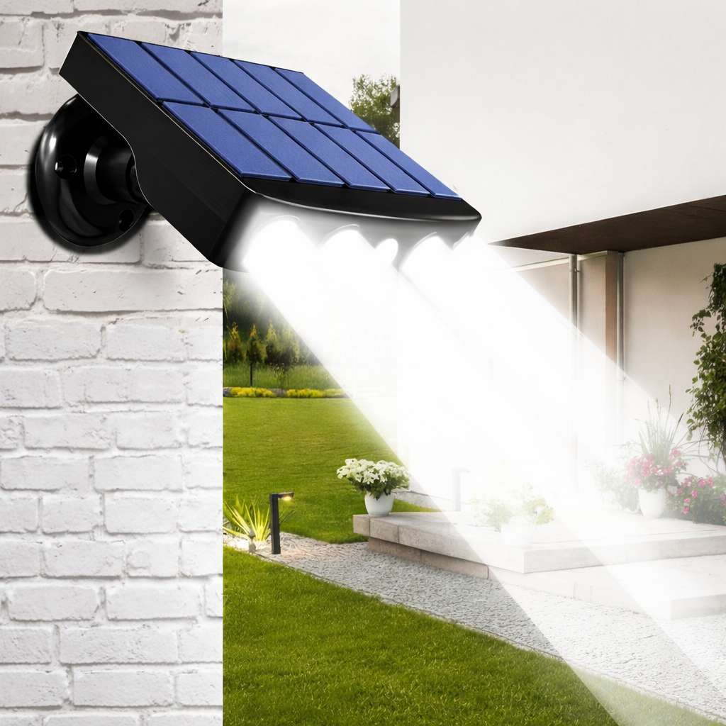 Moktan Sabai 2/4-Pack Outdoor Solar Wall Lights – Motion Sensor, Dusk-to-Dawn, IP44 Rated