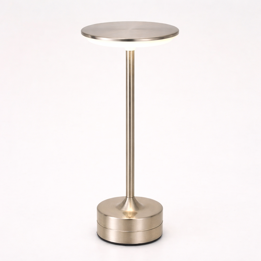 Moktan Sabai Touch Sensor LED Table Lamp USB Rechargeable Portable Night Light for Bedroom Bar Silver Trichromatic Light
