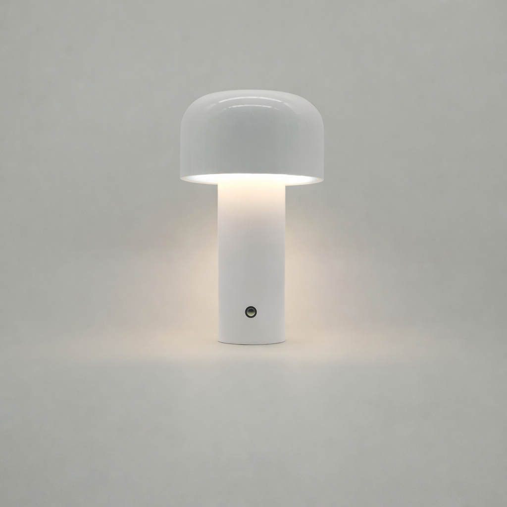 Moktan Sabai Retro Mushroom LED Table Lamp Touch Sensor Dimmable Rechargeable Desk Light White