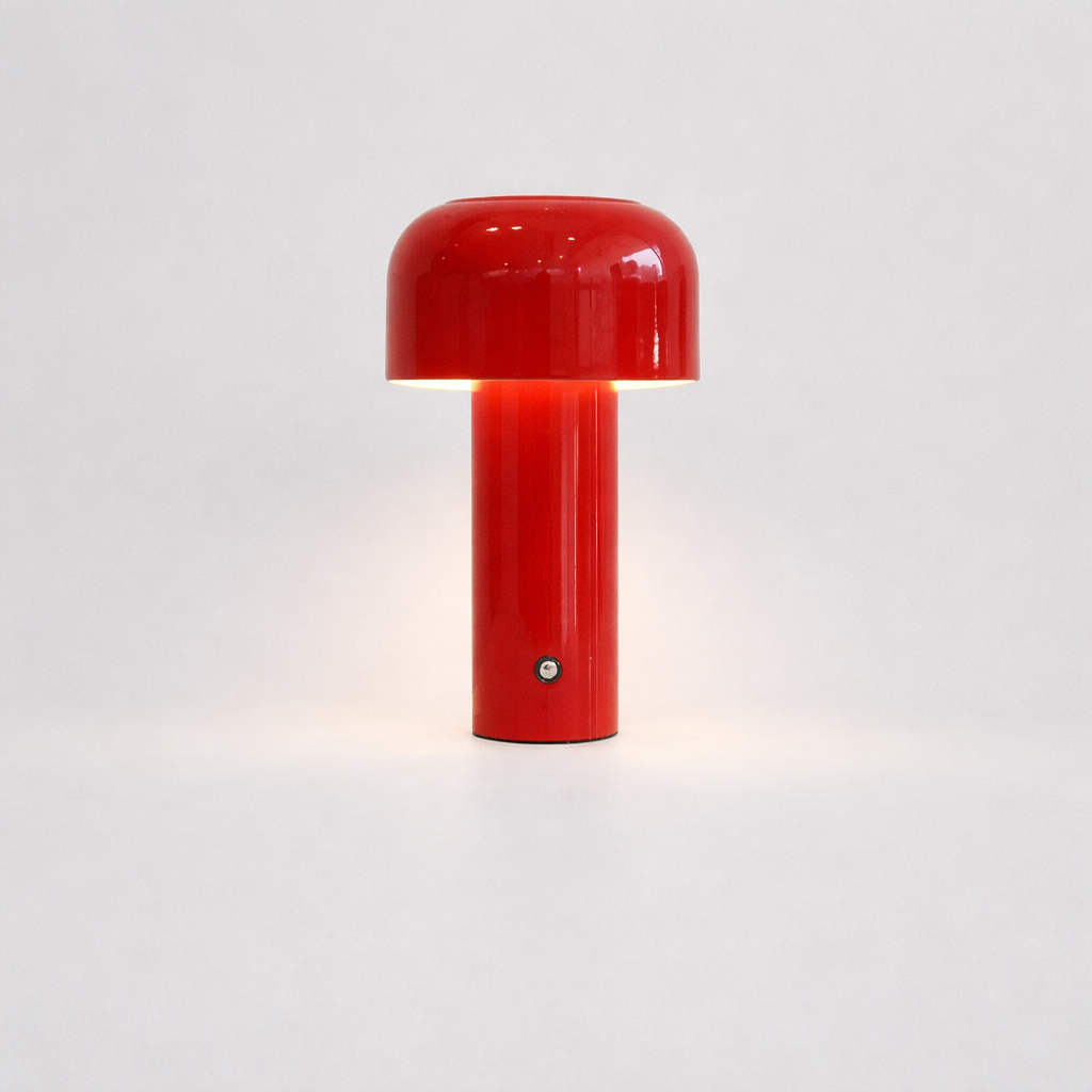 Moktan Sabai Retro Mushroom LED Table Lamp Touch Sensor Dimmable Rechargeable Desk Light Red
