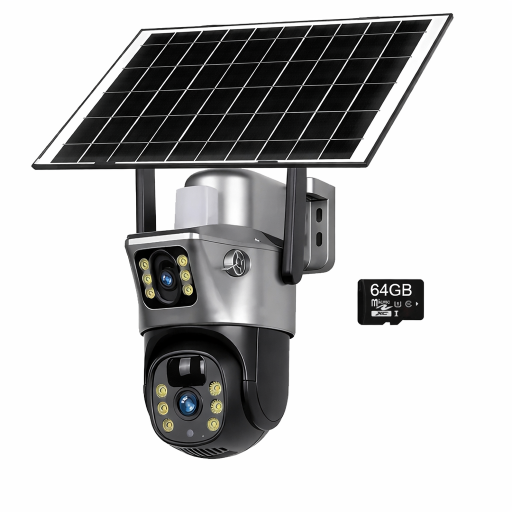 4G WiFi Solar Security Camera Dual Lens 8MP 4K PIR Night Vision Outdoor CCTV