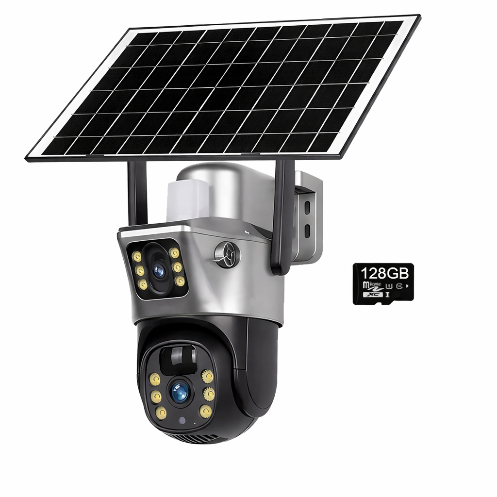 4G WiFi Solar Security Camera Dual Lens 8MP 4K PIR Night Vision Outdoor CCTV