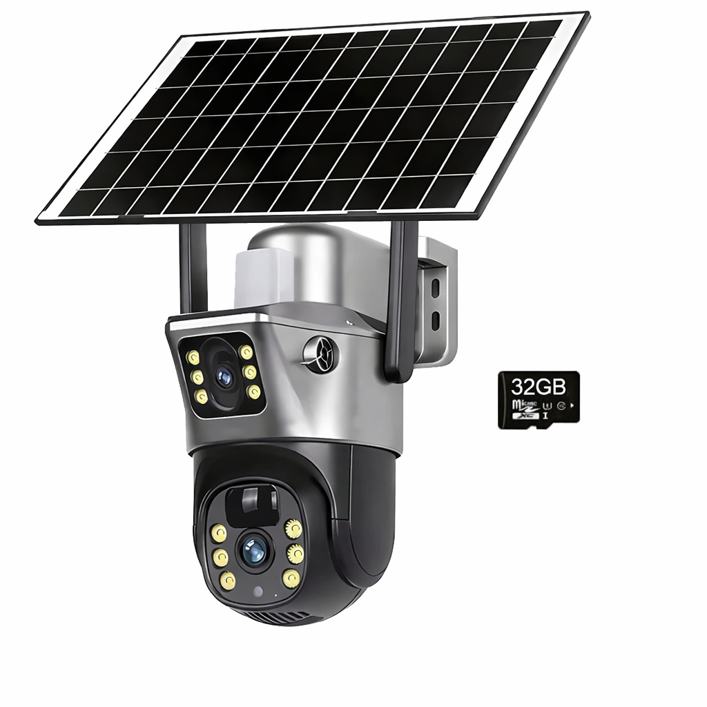 4G WiFi Solar Security Camera Dual Lens 8MP 4K PIR Night Vision Outdoor CCTV