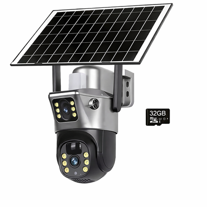 4G WiFi Solar Security Camera Dual Lens 8MP 4K PIR Night Vision Outdoor CCTV