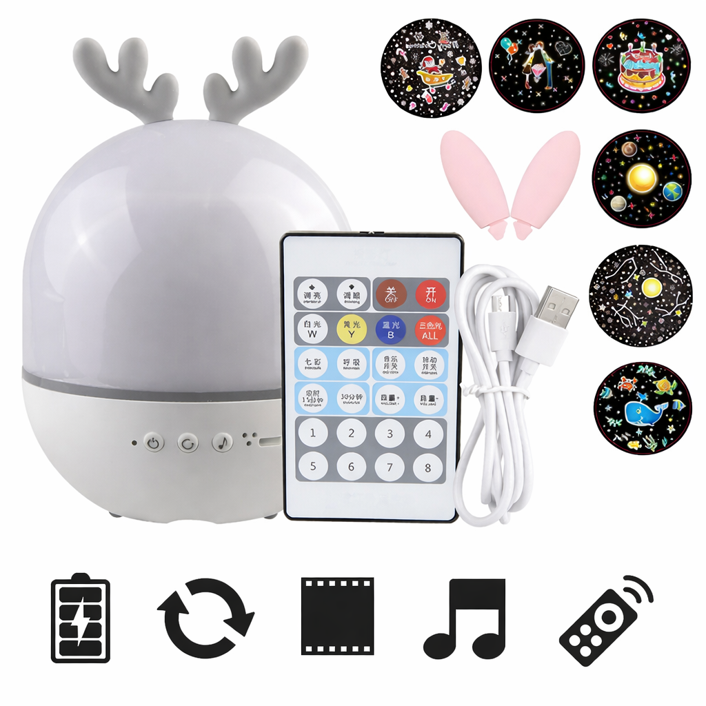 Moktan Sabai Deer Music Projector Night Light Starry Sky Rotating Lamp Bluetooth Speaker New V2