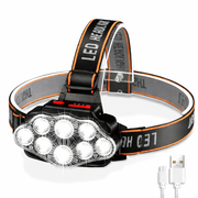 Moktan Sabai 8 LED Rechargeable Headlamp Powerful Headlight for Camping Fishing Hiking 8LED