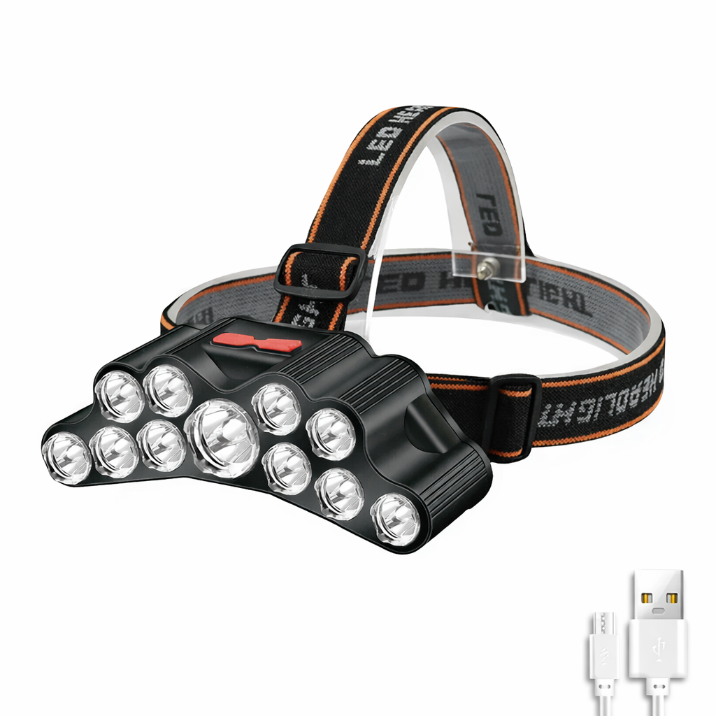 Moktan Sabai 8 LED Rechargeable Headlamp Powerful Headlight for Camping Fishing Hiking 11LED