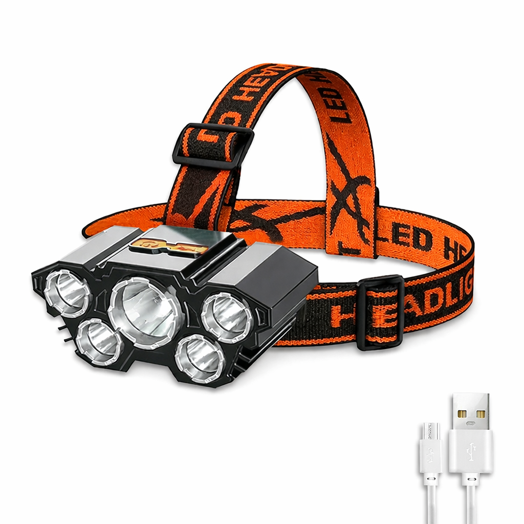 Moktan Sabai 8 LED Rechargeable Headlamp Powerful Headlight for Camping Fishing Hiking 5LED