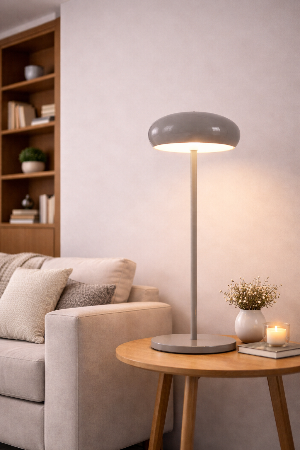 Moktan Sabai Rechargeable LED Desk Lamp | Romantic Ambient Bedside Outdoor Table Light Baseball Light-Grey