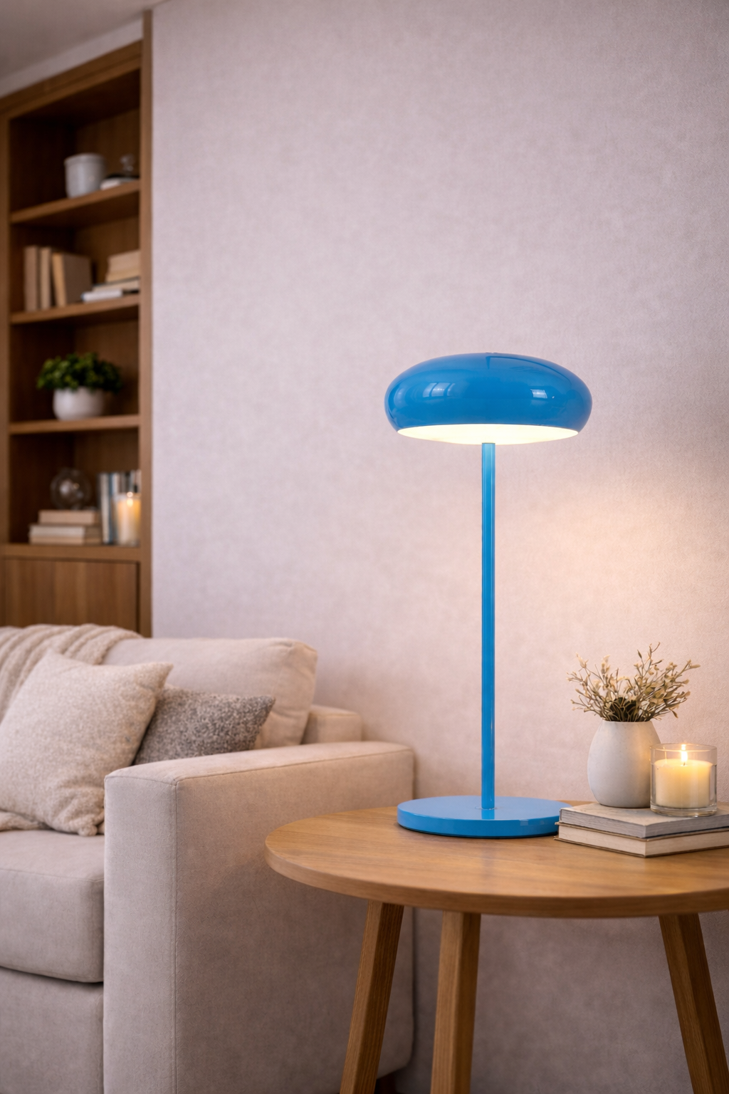 Moktan Sabai Rechargeable LED Desk Lamp | Romantic Ambient Bedside Outdoor Table Light Baseball Light-Blue